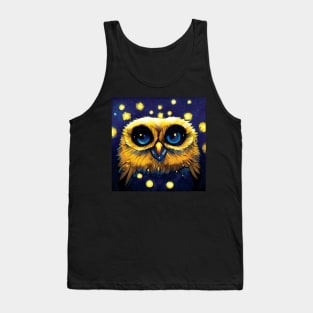 Fluffy Baby Owl in the Night Sky Tank Top